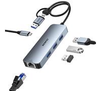BENFEI USB-C USB 3.0 to Gigabit Ethernet Adapter, 3-Port USB 3.0 Hub with RJ45 & DC 5V/2A Compatible with MacBook Pro/Air 2023, iPad Pro, iMac, S23, XPS 17, Surface Book 3 and More