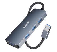 BENFEI USB Hub, Ultra-Slim USB 3.0 Hub Usb 4 Ports Compatible for MacBook, Mac Pro, Mac Mini, iMac, Surface Pro, XPS, PC, Flash Drive, Mobile HDD[Aluminium Shell&Nylon Cable]