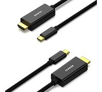 BENFEI USB Type C(Thunderbolt 3) to HDMI 4K UHD 1.8M Cable, 2 Packs USB 3.1 (USB-C) to HDMI Adapter Male to Male Gold-Plated Cord