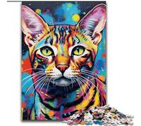 Bengal Cat 1000 Piece Jigsaw Puzzles for Adults Challenging Brain Teaser for Teenagers, Family Game Night Fun 26x38cm
