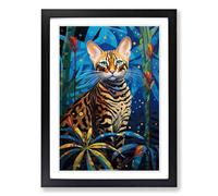 Bengal Cat Art Deco Framed Print | A2 Black Framed Wall Art | Ready to Hang | Art Deco Animal Picture | Living Room Bedroom Lounge Office