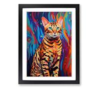 Bengal Cat Colour Field Framed Wall Art Print, Ready to Hang Picture for Living Room Bedroom Home Office, Black A2 (48 x 66 cm)