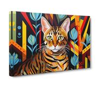 Bengal Cat Constructivism Canvas Print for Living Room Bedroom Home Office Décor, Wall Art Picture Ready to Hang, 30x20 Inch (76x50 cm)