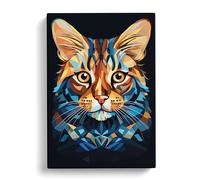 Bengal Cat Cubism Art No.2 Canvas Print | Gallery Wrapped 30mm Frame Wall Art | 30x20 inches | Ready to Hang | Modern Animals Picture | Living Room Bedroom Lounge Office