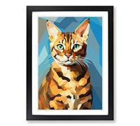 Bengal Cat Cubism Framed Print | A2 Black Framed Wall Art | Ready to Hang | Cubist Animal Picture | Living Room Bedroom Lounge Office