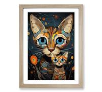 Bengal Cat Dadaism No.2 Framed Print | A2 Oak Framed Wall Art | Ready to Hang | Modern Animal Picture | Living Room Bedroom Lounge Office