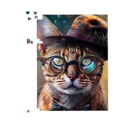 Bengal Cat Face With Splashart Jigsaw Puzzle Warren Reed - Designer Multi 1000 Piece