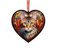 Bengal Cat Heart Suncatcher - Memorial or Gift for Cat Lovers - 19cm