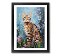 Bengal Cat Impressionism Framed Wall Art Print, Ready to Hang Picture for Living Room Bedroom Home Office, Black A2 (48 x 66 cm)