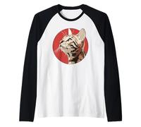 Bengal Cat in Circle Modern Minimalist Kitten Lover Raglan Baseball Tee