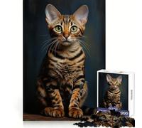 Bengal Cat Jigsaw Puzzles 1000 Piece for Teenagers Focus Training Happy Idle Time Tight Join Lovely Gift (38x52cm)