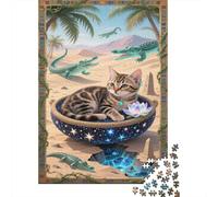 Bengal Cat Jigsaw Puzzles Puzzle for Adults Kids. 1000 Pieces Desert Landscape Whimsical Challenge Toy Home Decoration for Gifts 1000pcs (75x50cm)