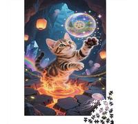 Bengal Cat Jigsaw Puzzles Puzzles for Adults Kids. 1000 Piece Mysterious Cave Impossible Challenge Toy Home Decoration for Gifts 1000pcs (75x50cm)