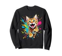 Bengal Cat Jumping Splash Art for Bengal Cat Lovers Sweatshirt