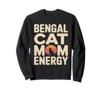Bengal Cat Mom Energy Retro Sunset Sweatshirt