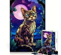 Bengal Cat Night 1000 Piece Jigsaw Puzzles for Teenagers Jigsaw Mind Training Easy Enjoyment Laser Cut Lovely Gift (38x52cm)
