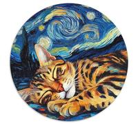 Bengal Cat Night Sky 1000 Piece Puzzle 1000-Piece Round Jigsaw Puzzle Perfect for Family Fun on Christmas, Thanksgiving, Birthdays & Easter (67.5x67.5cm)