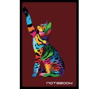 Bengal Cat Notebook: Multi_colored paint Bengal Cat in red wine background to offer as a gift to cat lovers, lined notebook 6x9 paperback college rules