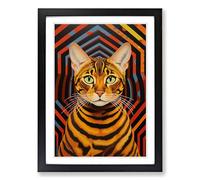 Bengal Cat Op Framed Wall Art Print, Ready to Hang Picture for Living Room Bedroom Home Office, Black A2 (48 x 66 cm)