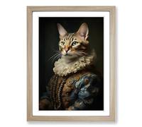 Bengal Cat Rococo Framed Wall Art Print, Ready to Hang Picture for Living Room Bedroom Home Office, Oak A2 (48 x 66 cm)