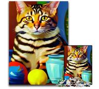 Bengal Cat Sitting on Top Jigsaw Puzzles for Adults 1000 Difficult Puzzles for Adults Gift for Men And Women Daily & Special Occasion 1000 PCS(38x26cm)