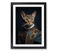 Bengal Cat Surrealism No.2 Framed Print | A2 Black Framed Wall Art | Ready to Hang | Surrealist Animal Picture | Living Room Bedroom Lounge Office