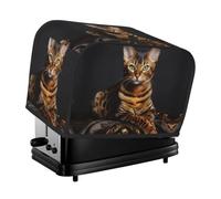 Bengal Cat Toaster Cover 2 Slice, Waterproof Bread Machine Covers with Pockets Universal Size Kitchen Small Appliance Cover with Handle, Dust and Fingerprint Protection