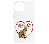 Bengal Cat Valentine Heart for Kitten and Animal Lovers Case for iPhone 15