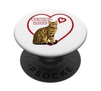 Bengal Cat Valentine Heart for Kitten and Animal Lovers PopSockets Adhesive PopGrip