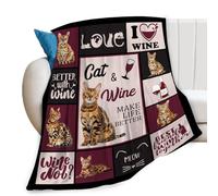 Bengal Cat Wine Print Blanket Cute Animal Throw Blankets for Couch Sofa Bed Stuff Decor Lightweight Soft Cozy Fleece Plush Flannel Bedding for Girls Boys Adults Lover Men Women 40"x50"
