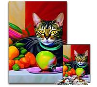 Bengal Cat with Fruits Jigsaw Puzzles for Adults 1000 Piece Puzzles for Adults for Teenagers & Teens Ideal Birthday 1000 PCS(75x50cm)