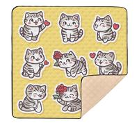 Bengal Cats Yellow Soft Thick Baby Playmat for Indoor Outdoor Water Resistant Tummy Time Mat for Baby Kids Toddlers Infants, 50'' x 50''