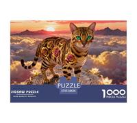 Bengal Cats1000 Piece Puzzle Puzzle Games Cute Cats Clever Puzzles for Adults 38x26cm/1000pcs