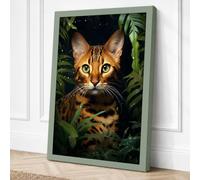 Bengal in the Ferns Tropical Canvas Wall Art Print 18x12 Inch