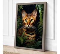 Bengal in the Ferns Tropical Canvas Wall Art Print 24x16 Inch