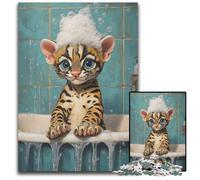 Bengal Kitten Bath Time 1000Pc Adults Jigsaw Puzzle Challenging Puzzles Brain Teaser & Home Decor Perfect 1000 PCS(75x50cm)