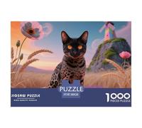 Bengal Leopard Cat Puzzles 1000 Pieces for Adults Educational Games Cute Cat Challenging Puzzles Fun Present & Activity for Home38x26cm/1000pcs