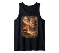 Bengal Meowing at The Moon Retro Graphic Cat Lovers Tank Top