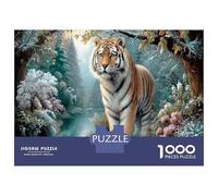 Bengal Tiger 1000 Piece Jigsaw Puzzle Forest Stream Concentration Training Leisure Time Wall Decor Framed Art 38x26cm/1000pcs
