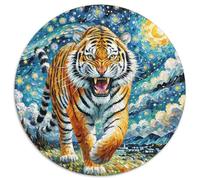 Bengal Tiger 1000 Piece Round Jigsaw Puzzle for Adults And Kids Geometric Smooth Edging Difficult Near Impossible Style-13