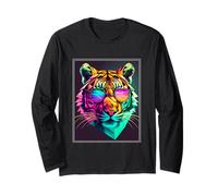 Bengal Tiger Cat Boss Chef Predatory Cat Neon Colleague Long Sleeve T-Shirt