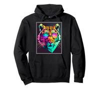 Bengal Tiger Cat Boss Chef Predatory Cat Neon Colleague Pullover Hoodie