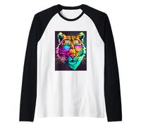 Bengal Tiger Cat Boss Chef Predatory Cat Neon Colleague Raglan Baseball Tee