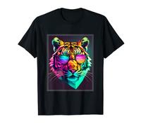 Bengal Tiger Cat Boss Chef Predatory Cat Neon Colleague T-Shirt