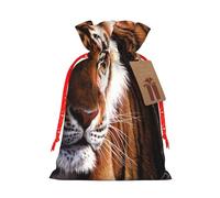 (Bengal Tiger) Christmas Burlap Gifts Bag With Drawstring Xmas Linen Burlap Gift Candy Pouch For Wedding Party Festival Decorating S