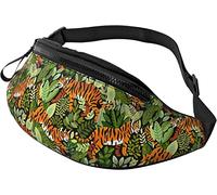 Bengal Tiger Jungle Casual Fanny Waist Pack for Men Women Adjustable Belt Waist Bag for Traveling Hiking Cycling Running Festival Rave