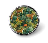 Bengal Tiger Jungle Round Badge Pin Metal Memorial Brooch Button Lapel Pins for Backpack Wedding