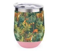 Bengal Tiger Jungle Stainless Steel Wine Tumbler Bulk with Lid Double Wall Vacuum Insulated Cup Glass Keeping Cold & Hot