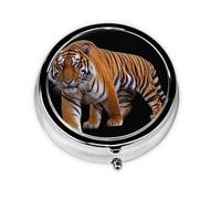 Bengal Tiger Mini Round Pill Box, can be Put into Wallet, Pocket, Light and Convenient, 3 Compartment Pill Box, Portable Pill Box,