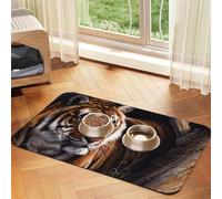 Bengal Tiger Patterned Pet Feeding Mat with Water-Absorbing PU Top & Rubber Base - Anti-Slip Dog Cat Food Mat for Cats, Dogs & Pets, 30x45cm